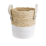 GloboStar® Artificial Garden NEVADA 20575 Διακοσμητικό Πλεκτό Κασπώ Γλάστρα - Flower Pot Μπεζ με Λευκό Φ23 x Υ23cm - Image 2