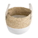 GloboStar® Artificial Garden NEVADA 20577 Διακοσμητικό Πλεκτό Κασπώ Γλάστρα - Flower Pot Μπεζ με Λευκό Φ33 x Υ28cm - Image 3
