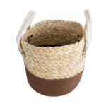 GloboStar® Artificial Garden CAROLINA 20578 Διακοσμητικό Πλεκτό Κασπώ Γλάστρα - Flower Pot Μπεζ με Καφέ και Λευκό Φ23 x Υ23cm - Image 3