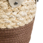 GloboStar® Artificial Garden CAROLINA 20578 Διακοσμητικό Πλεκτό Κασπώ Γλάστρα - Flower Pot Μπεζ με Καφέ και Λευκό Φ23 x Υ23cm - Image 6