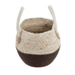 GloboStar® Artificial Garden CAROLINA 20579 Διακοσμητικό Πλεκτό Κασπώ Γλάστρα - Flower Pot Μπεζ με Καφέ και Λευκό Φ27 x Υ26cm - Image 3