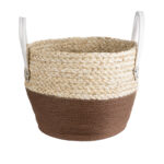 GloboStar® Artificial Garden CAROLINA 20580 Διακοσμητικό Πλεκτό Κασπώ Γλάστρα - Flower Pot Μπεζ με Καφέ και Λευκό Φ33 x Υ28cm - Image 2