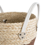 GloboStar® Artificial Garden CAROLINA 20580 Διακοσμητικό Πλεκτό Κασπώ Γλάστρα - Flower Pot Μπεζ με Καφέ και Λευκό Φ33 x Υ28cm - Image 5