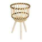 GloboStar® Artificial Garden FOLEGANDROS 20583 Διακοσμητικό Ξύλινο Κασπώ Γλάστρα - Flower Pot Μπεζ Φ28 x Υ47cm - Image 2