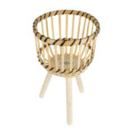 GloboStar® Artificial Garden FOLEGANDROS 20583 Διακοσμητικό Ξύλινο Κασπώ Γλάστρα - Flower Pot Μπεζ Φ28 x Υ47cm - Image 4