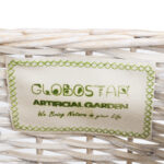 GloboStar® Artificial Garden KYOTO 20589 Διακοσμητικό Πλεκτό Καλάθι - Κασπώ Γλάστρα - Flower Pot Λευκό με Μπεζ Φ20 x Υ20cm - Image 6