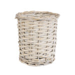 GloboStar® Artificial Garden DOMINGO 20591 Διακοσμητικό Πλεκτό Καλάθι - Κασπώ Γλάστρα - Flower Pot Λευκό με Μπεζ Φ16 x Υ18cm - Image 2