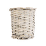 GloboStar® Artificial Garden DOMINGO 20591 Διακοσμητικό Πλεκτό Καλάθι - Κασπώ Γλάστρα - Flower Pot Λευκό με Μπεζ Φ16 x Υ18cm - Image 4