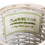 GloboStar® Artificial Garden DOMINGO 20591 Διακοσμητικό Πλεκτό Καλάθι - Κασπώ Γλάστρα - Flower Pot Λευκό με Μπεζ Φ16 x Υ18cm - Image 6