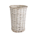 GloboStar® Artificial Garden DOMINGO 20593 Διακοσμητικό Πλεκτό Καλάθι - Κασπώ Γλάστρα - Flower Pot Λευκό με Μπεζ Φ21 x Υ30cm - Image 2