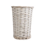 GloboStar® Artificial Garden DOMINGO 20593 Διακοσμητικό Πλεκτό Καλάθι - Κασπώ Γλάστρα - Flower Pot Λευκό με Μπεζ Φ21 x Υ30cm - Image 4