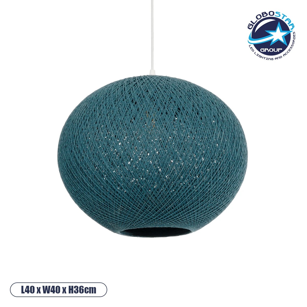 205_0010_1 GLOBOSTAR® SOLEI 205-0010 Boho Κρεμαστό Φωτιστικό Οροφής με Ντουί 1 x E27 AC 220-240V IP20 - Τιρκουάζ - M40 x Π40 x Υ36cm - Image 1
