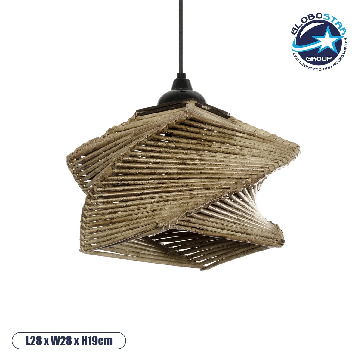 205_0043_1 GLOBOSTAR® HUSLE 205-0043 Boho Κρεμαστό Φωτιστικό Οροφής με Ντουί 1 x E27 AC 220-240V IP20 - Μπεζ - M28 x Π28 x Υ19cm - Image 1