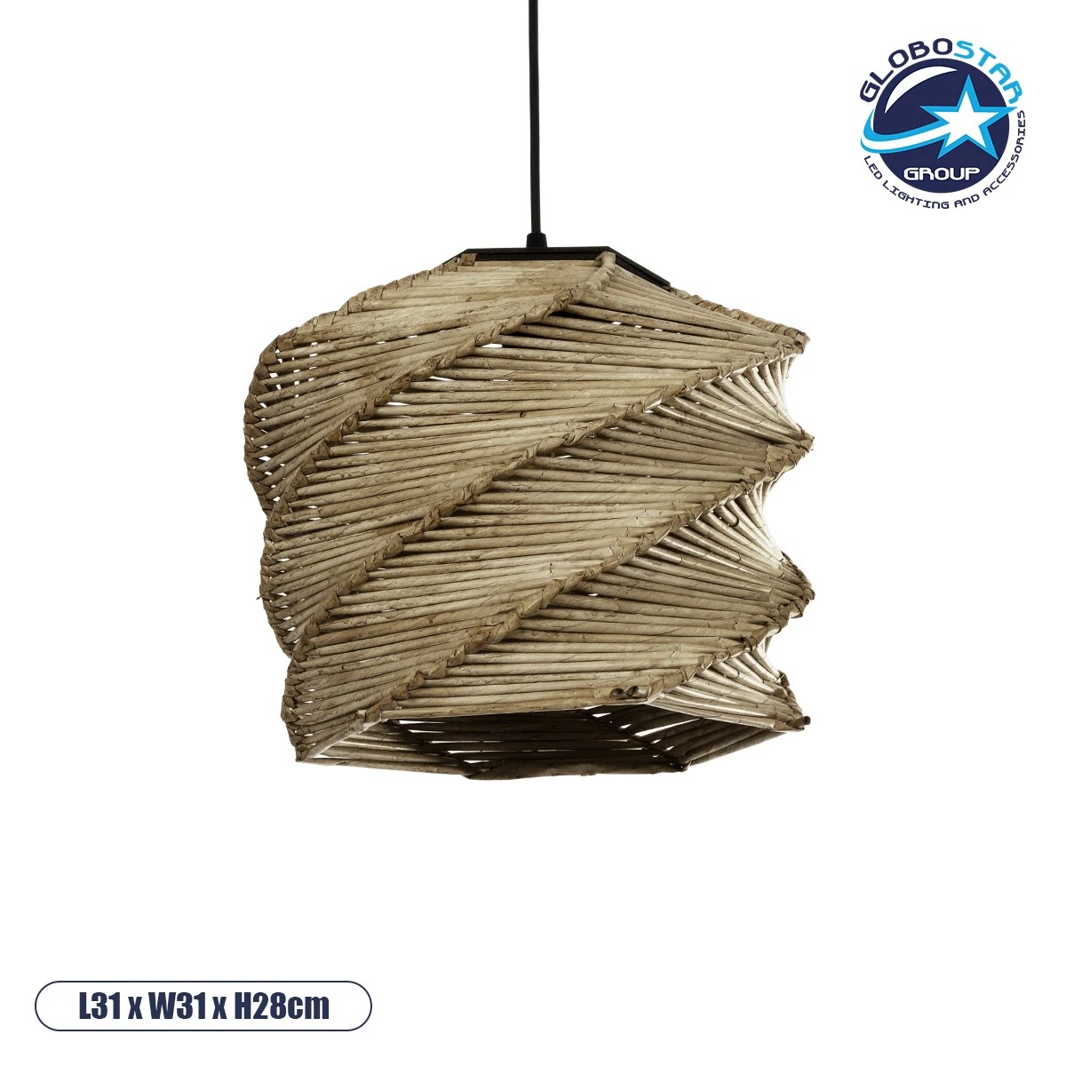 205_0045_1 GLOBOSTAR® HUSLE 205-0045 Boho Κρεμαστό Φωτιστικό Οροφής με Ντουί 1 x E27 AC 220-240V IP20 - Μπεζ - M31 x Π31 x Υ28cm - Image 1