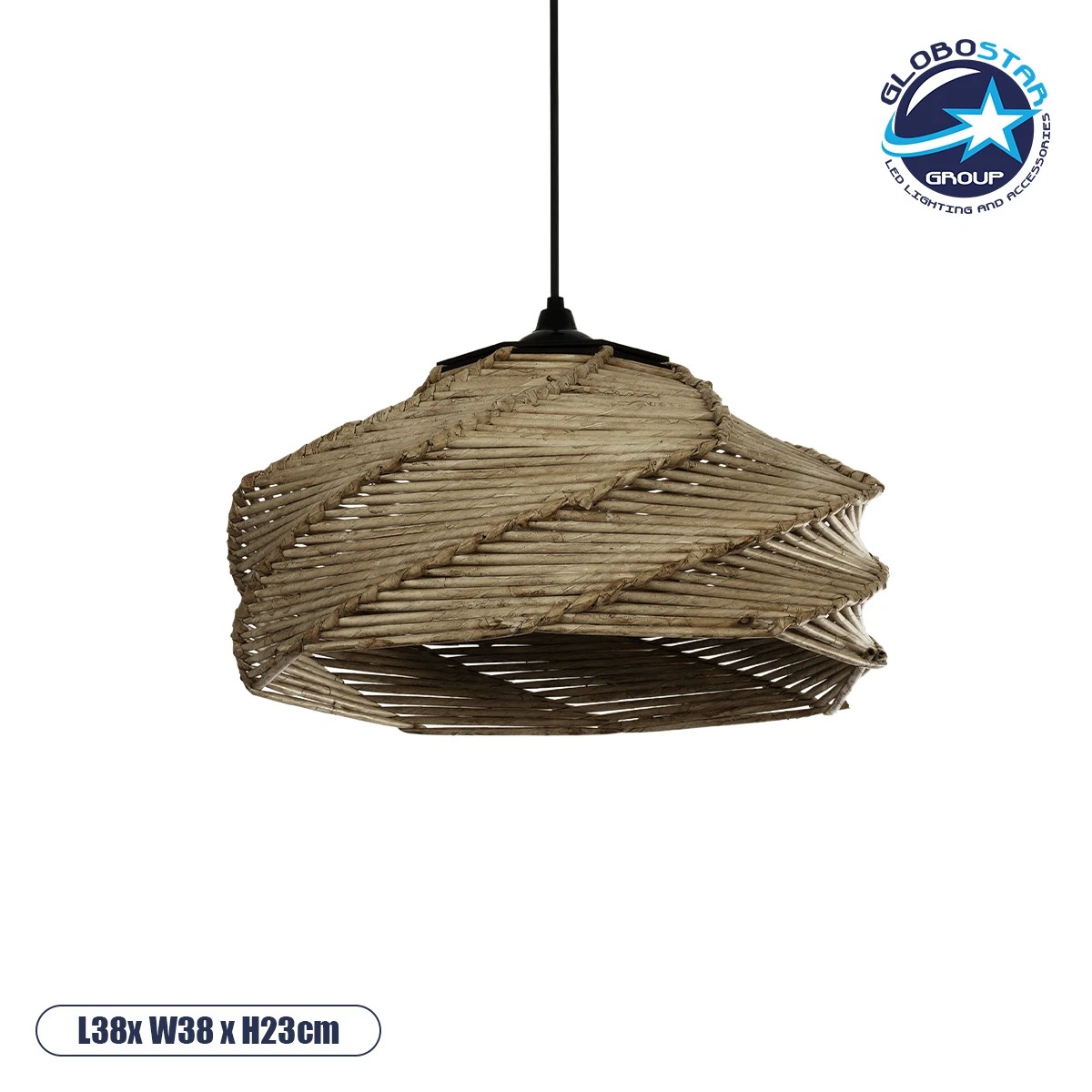 205_0049_1 GLOBOSTAR® HUSLE 205-0049 Boho Κρεμαστό Φωτιστικό Οροφής με Ντουί 1 x E27 AC 220-240V IP20 - Μπεζ - M38 x Π38 x Υ23cm - Image 1