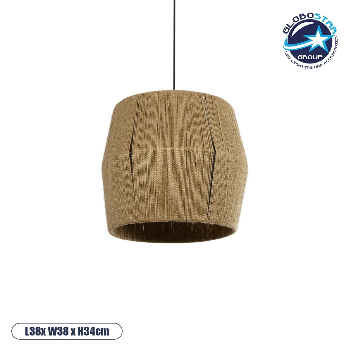 205_0057_1 GLOBOSTAR® CONE 205-0057 Boho Κρεμαστό Φωτιστικό Οροφής με Ντουί 1 x E27 AC 220-240V IP20 - Μπεζ - M38 x Π38 x Υ34cm - Image 1