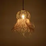 GLOBOSTAR® RIKTA 205-0077 Boho Κρεμαστό Φωτιστικό Οροφής με Ντουί 1 x E27 AC 220-240V IP20 - Μπεζ - M20 x Π20 x Υ30cm - Image 3