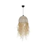 GLOBOSTAR® PLUVIA 205-0082 Boho Κρεμαστό Φωτιστικό Οροφής με Ντουί 1 x E27 AC 220-240V IP20 - Μπεζ - M30 x Π30 x Υ70cm - Image 4