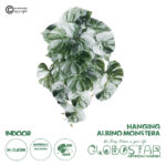 GloboStar® Artificial Garden ALBINO MONSTERA HANGING PLANT 20609 - Τεχνητό Διακοσμητικό Κρεμαστό Φυτό Μονστέρα Υ45cm