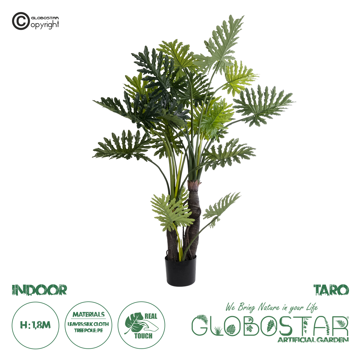 20687_1 GloboStar® Artificial Garden TARO 20687 Τεχνητό Διακοσμητικό Φυτό Κολοκασία Φ150 x Υ180cm - Image 1
