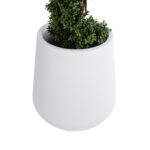 GloboStar® Artificial Garden MISSOURI 20692 Διακοσμητικό Πολυεστερικό Τσιμεντένιο Κασπώ Γλάστρα - Flower Pot Λευκό Φ45 x Υ45cm - Image 4