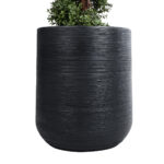 GloboStar® Artificial Garden DAMASCUS 20694 Διακοσμητικό Πολυεστερικό Τσιμεντένιο Κασπώ Γλάστρα - Flower Pot Μαύρο Φ45 x Υ45cm - Image 5