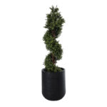 GloboStar® Artificial Garden DAMASCUS 20694 Διακοσμητικό Πολυεστερικό Τσιμεντένιο Κασπώ Γλάστρα - Flower Pot Μαύρο Φ45 x Υ45cm - Image 6