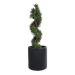GloboStar® Artificial Garden PUEBLA 20699 Διακοσμητικό Πολυεστερικό Τσιμεντένιο Κασπώ Γλάστρα - Flower Pot Μαύρο Φ51 x Υ56cm - Image 6