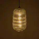 GLOBOSTAR® MELONI 206-0018 Μοντέρνο Κρεμαστό Φωτιστικό Οροφής με Ντουί 1 x E27 AC 220-240V IP20 - Μαύρο Φιμέ - Μ20 x Π20 x Υ38cm - Image 3