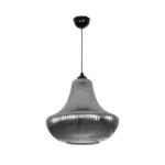 GLOBOSTAR® VERRE 206-0021 Μοντέρνο Κρεμαστό Φωτιστικό Οροφής με Ντουί 1 x E27 AC 220-240V IP20 - Μαύρο Φιμέ - Μ38 x Π38 x Υ34cm - Image 4