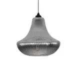 GLOBOSTAR® VERRE 206-0021 Μοντέρνο Κρεμαστό Φωτιστικό Οροφής με Ντουί 1 x E27 AC 220-240V IP20 - Μαύρο Φιμέ - Μ38 x Π38 x Υ34cm - Image 5
