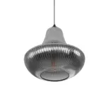 GLOBOSTAR® VERRE 206-0021 Μοντέρνο Κρεμαστό Φωτιστικό Οροφής με Ντουί 1 x E27 AC 220-240V IP20 - Μαύρο Φιμέ - Μ38 x Π38 x Υ34cm - Image 6
