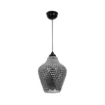 GLOBOSTAR® SKLO 206-0024 Μοντέρνο Κρεμαστό Φωτιστικό Οροφής με Ντουί 1 x E27 AC 220-240V IP20 - Μαύρο Φιμέ - Μ22 x Π22 x Υ31cm - Image 4