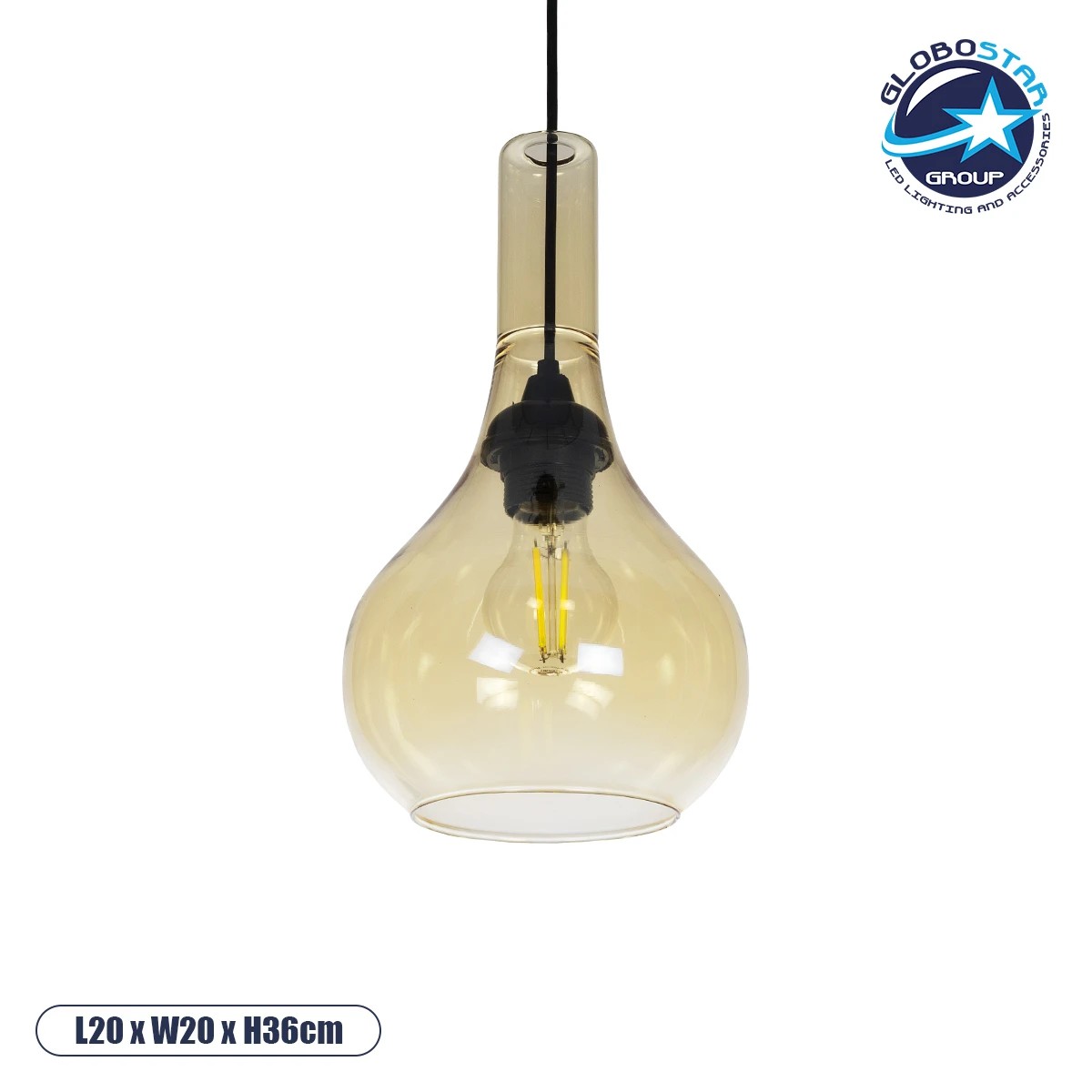 206_0035_1 GLOBOSTAR® ΤΟΝΕ 206-0035 Μοντέρνο Κρεμαστό Φωτιστικό Οροφής με Ντουί 1 x E27 AC 220-240V IP20 - Mελί - Μ20 x Π20 x Υ36cm - Image 1