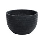 GloboStar® Artificial Garden VEGAS 20702 Διακοσμητικό Πολυεστερικό Τσιμεντένιο Κασπώ Γλάστρα - Flower Pot Μαύρο Φ45 x Υ28cm - Image 2