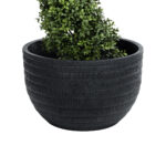 GloboStar® Artificial Garden VEGAS 20702 Διακοσμητικό Πολυεστερικό Τσιμεντένιο Κασπώ Γλάστρα - Flower Pot Μαύρο Φ45 x Υ28cm - Image 3