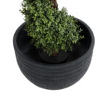 GloboStar® Artificial Garden VEGAS 20702 Διακοσμητικό Πολυεστερικό Τσιμεντένιο Κασπώ Γλάστρα - Flower Pot Μαύρο Φ45 x Υ28cm - Image 4