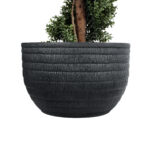 GloboStar® Artificial Garden VEGAS 20702 Διακοσμητικό Πολυεστερικό Τσιμεντένιο Κασπώ Γλάστρα - Flower Pot Μαύρο Φ45 x Υ28cm - Image 5