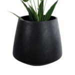 GloboStar® Artificial Garden TIJUANA 20704 Διακοσμητικό Πολυεστερικό Τσιμεντένιο Κασπώ Γλάστρα - Flower Pot Μαύρο Φ82 x Υ90cm - Image 3