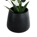 GloboStar® Artificial Garden TIJUANA 20704 Διακοσμητικό Πολυεστερικό Τσιμεντένιο Κασπώ Γλάστρα - Flower Pot Μαύρο Φ82 x Υ90cm - Image 4