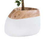 GloboStar® Artificial Garden PANDORA 20705 Επιδαπέδιο Πολυεστερικό Τσιμεντένιο Κασπώ Γλάστρα - Flower Pot Λευκό με Καφέ Μ60 x Π55 x Υ43cm - Image 3
