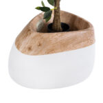 GloboStar® Artificial Garden PANDORA 20705 Επιδαπέδιο Πολυεστερικό Τσιμεντένιο Κασπώ Γλάστρα - Flower Pot Λευκό με Καφέ Μ60 x Π55 x Υ43cm - Image 4