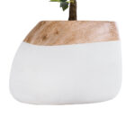 GloboStar® Artificial Garden PANDORA 20705 Επιδαπέδιο Πολυεστερικό Τσιμεντένιο Κασπώ Γλάστρα - Flower Pot Λευκό με Καφέ Μ60 x Π55 x Υ43cm - Image 5