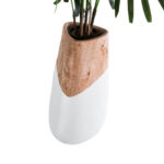 GloboStar® Artificial Garden PANDORA 20707 Επιδαπέδιο Πολυεστερικό Τσιμεντένιο Κασπώ Γλάστρα - Flower Pot Λευκό με Καφέ Μ49 x Π45 x Υ90cm - Image 5