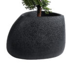 GloboStar® Artificial Garden CHLOE 20708 Επιδαπέδιο Πολυεστερικό Τσιμεντένιο Κασπώ Γλάστρα - Flower Pot Μαύρο Μ60 x Π55 x Υ43cm - Image 3