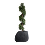 GloboStar® Artificial Garden CHLOE 20708 Επιδαπέδιο Πολυεστερικό Τσιμεντένιο Κασπώ Γλάστρα - Flower Pot Μαύρο Μ60 x Π55 x Υ43cm - Image 6