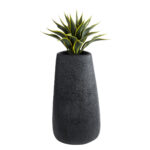 GloboStar® Artificial Garden CHLOE 20709 Επιδαπέδιο Πολυεστερικό Τσιμεντένιο Κασπώ Γλάστρα - Flower Pot Μαύρο Μ45 x Π49 x Υ90cm - Image 6