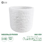 GloboStar® Artificial Garden MALVEN 20711 Επιδαπέδιο Πολυεστερικό Τσιμεντένιο Κασπώ Γλάστρα - Flower Pot Λευκό Φ25 x Υ23cm