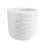 GloboStar® Artificial Garden MALVEN 20711 Επιδαπέδιο Πολυεστερικό Τσιμεντένιο Κασπώ Γλάστρα - Flower Pot Λευκό Φ25 x Υ23cm - Image 2