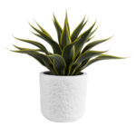GloboStar® Artificial Garden MALVEN 20711 Επιδαπέδιο Πολυεστερικό Τσιμεντένιο Κασπώ Γλάστρα - Flower Pot Λευκό Φ25 x Υ23cm - Image 6